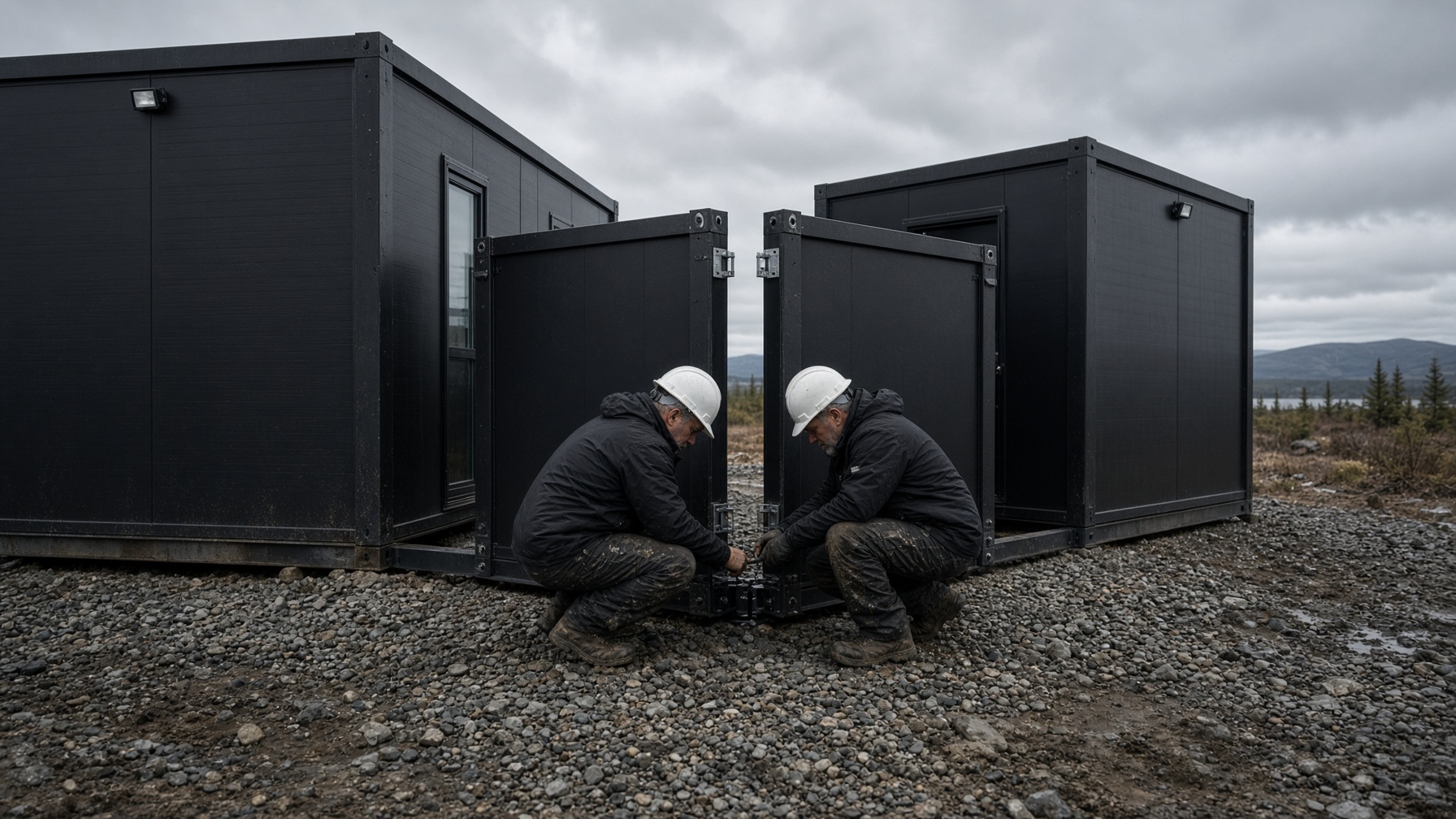 Assemblage de modules préfabriqués sur un pad